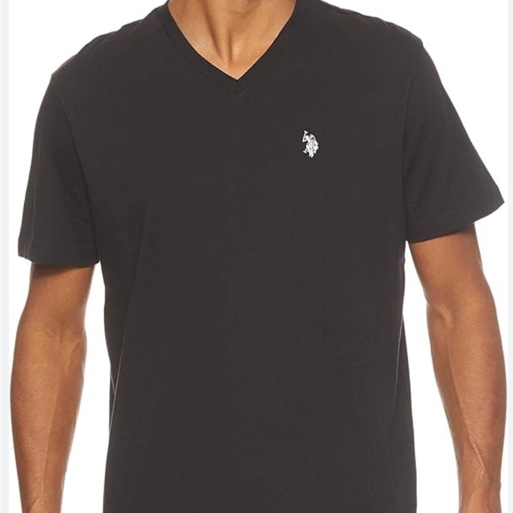 US Polo Assn Black V-Neck Tee, With Small embroidered logo, Sz XS